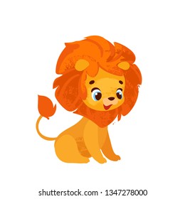 Cartoon character fun lion. Vector illustration