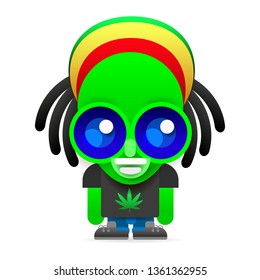 Cartoon Character Funny Alien Isolated . Look Out. Vector EPS 10.