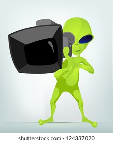 Cartoon Character Funny Alien. Vector Illustration.