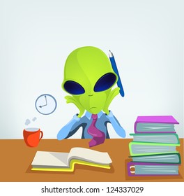 Cartoon Character Funny Alien. Vector Illustration.