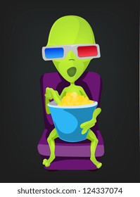 Cartoon Character Funny Alien. Vector Illustration.