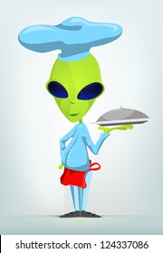 Cartoon Character Funny Alien. Vector Illustration.