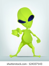 Cartoon Character Funny Alien. Vector Illustration.