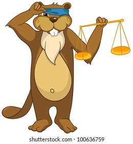 Cartoon Character Funny Beaver Isolated on White Background. Vector.