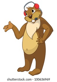 Cartoon Character Funny Beaver Isolated on White Background. Vector.