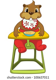 Cartoon Character Funny Beaver Isolated on White Background. Vector.