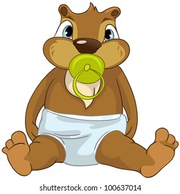 Cartoon Character Funny Beaver Isolated on White Background. Vector.