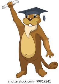 Cartoon Character Funny Beaver Isolated on White Background. Vector