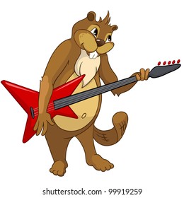 Cartoon Character Funny Beaver Isolated on White Background. Vector