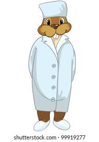 Cartoon Character Funny Beaver Isolated on White Background. Vector