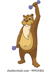 Cartoon Character Funny Beaver Isolated on White Background. Vector