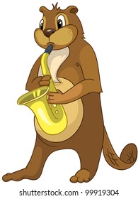 Cartoon Character Funny Beaver Isolated on White Background. Vector