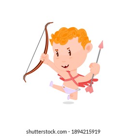 Cartoon character funny cupid, illustration for Valentine's Day.