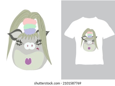 Cartoon character. Funny face. Vector illustration, ready for printing on t-shirt, clothing, poster and other purposes.