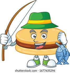 Cartoon character of funny Fishing brown alfajor