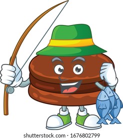 Cartoon character of funny Fishing chocolate alfajor