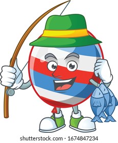 Cartoon character of funny Fishing independence day balloon