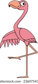 Cartoon character of a funny flamingo