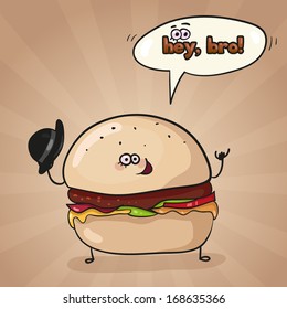 Cartoon Character Funny Hamburger