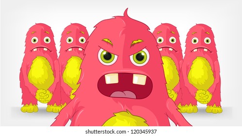Cartoon Character Funny Monster. Engry Boss. Vector EPS 10.