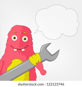 Cartoon Character Funny Monster sobre fondo gradiente gris. Apoyo. EPS vectorial 10.