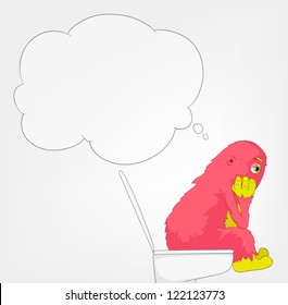 Cartoon Character Funny Monster on Grey Gradient Background. WC. Vector EPS 10.
