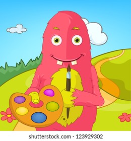 Cartoon Character Funny Monster. Vector Illustration. EPS 10.