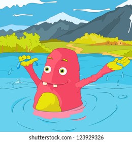 Cartoon Character Funny Monster. Vector Illustration. EPS 10.