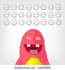 Monstruo divertidísimo del personaje de caricatura. Ilustración vectorial. EPS 10.