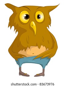 Cartoon Character Funny Owl Isolated on White Background. Vector.