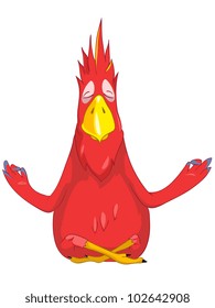 Cartoon Character Funny Parrot Isolated on White Background. Yoga. Vector EPS 10.