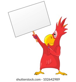 Cartoon Character Funny Parrot Isolated on White Background. Look Out. Vector EPS 10.