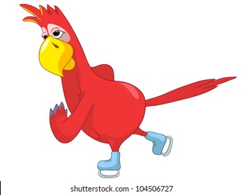 Cartoon Character Funny Parrot Isolated on White Background. skater. Vector EPS 10.