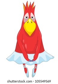 Cartoon Character Funny Parrot Isolated on White Background. Dancer. Vector EPS 10.