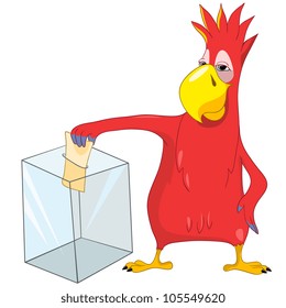 Cartoon Character Funny Parrot Isolated on White Background. Election. Vector EPS 10.