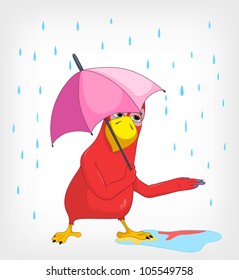 Cartoon Character Funny Parrot Isolated on White Background. Vector EPS 10.
