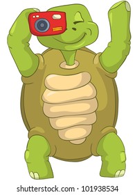 Cartoon Character Funny Turtle Isolated on White Background. Vector EPS 10.