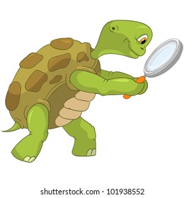 Cartoon Character Funny Turtle Isolated on White Background. Vector EPS 10.