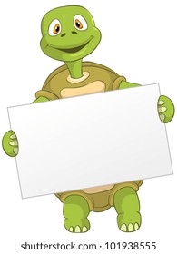 Personaje de caricatura Divertida Tortuga aislada en fondo blanco. Cuidado. EPS vectorial 10.