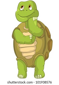 Cartoon Character Funny Turtle Isolated on White Background. Vector EPS 10.