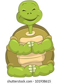 Cartoon Character Funny Turtle Isolated on White Background. Yoga. Vector EPS 10.