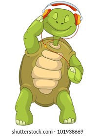 Cartoon Character Funny Turtle Isolated on White Background. Vector EPS 10.