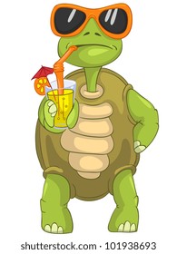 Cartoon Character Funny Turtle Isolated on White Background. Vector EPS 10.