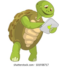 Cartoon Character Funny Turtle Isolated on White Background. Vector EPS 10.