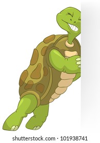Cartoon Character Funny Turtle Isolated on White Background. Vector EPS 10.