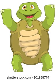 Cartoon Character Funny Turtle Isolated on White Background. Vector EPS 10.