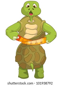 Cartoon Charakter Funny Turtle einzeln auf weißem Hintergrund. Vektor EPS10.