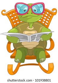Cartoon Character Funny Turtle Isolated on White Background. Vector EPS 10.