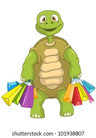 Cartoon Personagem engraçado tartaruga isolada no fundo branco. Vetor EPS 10