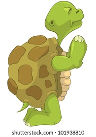Cartoon Character Funny Turtle Isolated on White Background. Vector EPS 10.